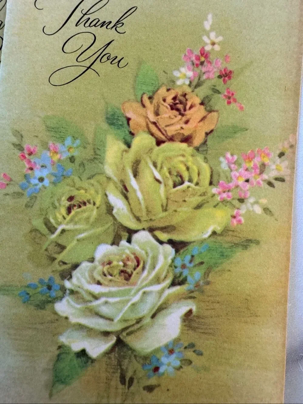 Sangamon vintage Thank you cards floral bouquet retro 60s blank inside set of 5